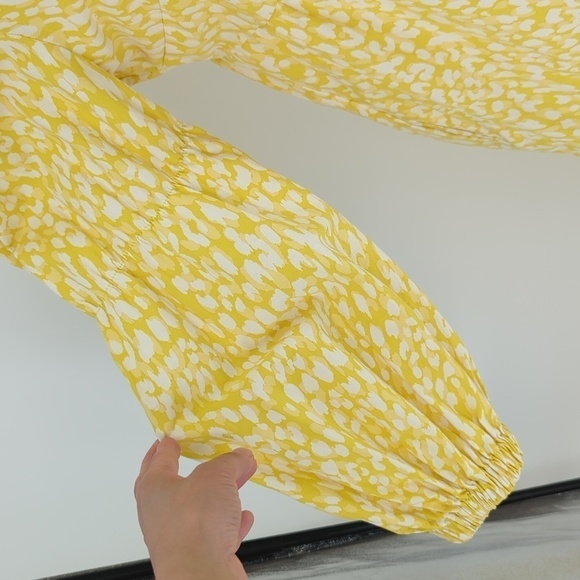 Who What Wear Animal Print Midi Dress Yellow White XL cottagecore retro preppy - Picture 5 of 8